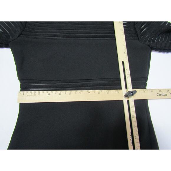 Lulus Black Mesh Dress Bodycon Mini Ribbed Sz  M Minimalist Whimsygoth Fairy - Picture 11 of 16